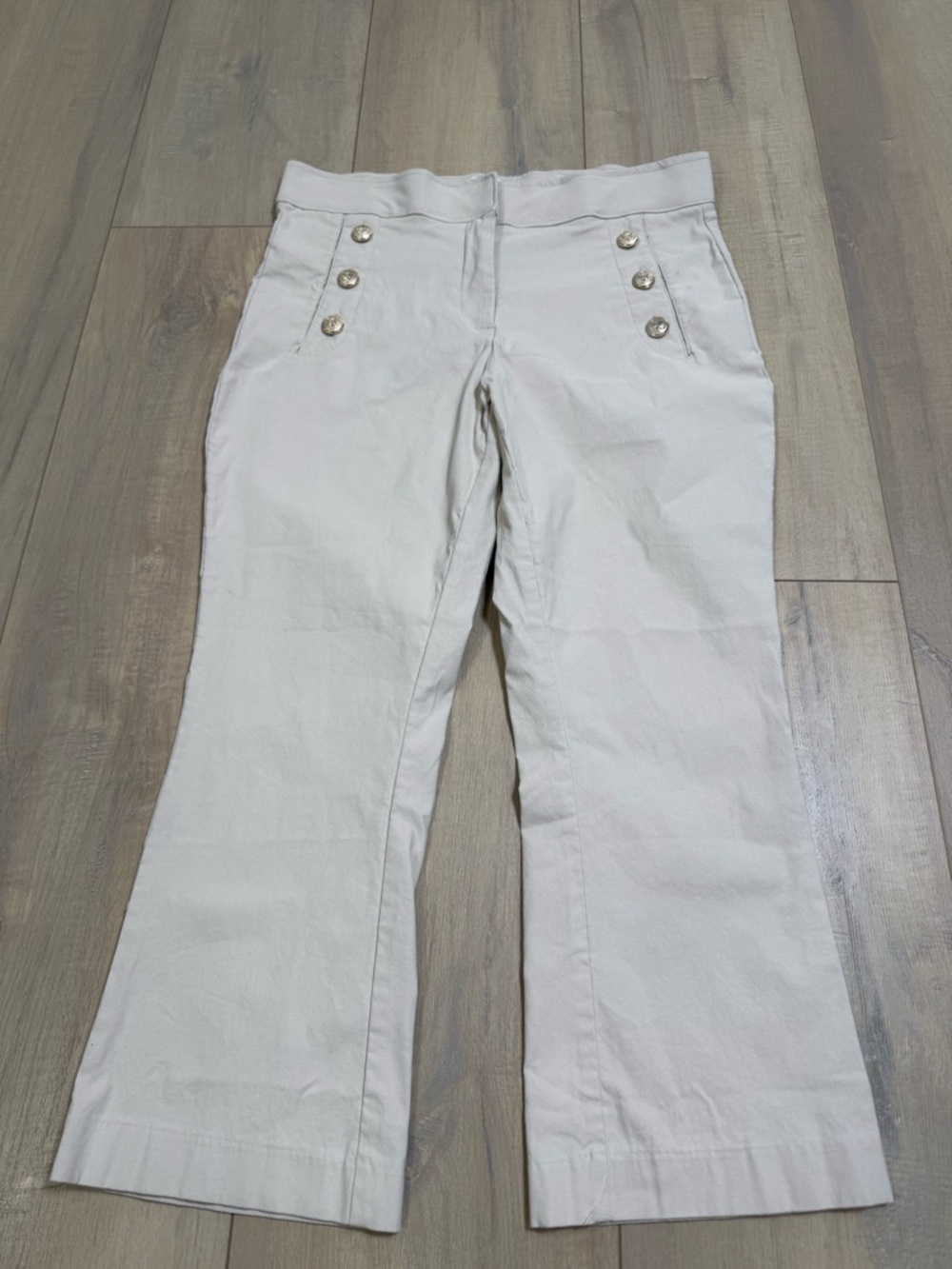 Women's Cream Wide-Leg Cropped Sailor Pants